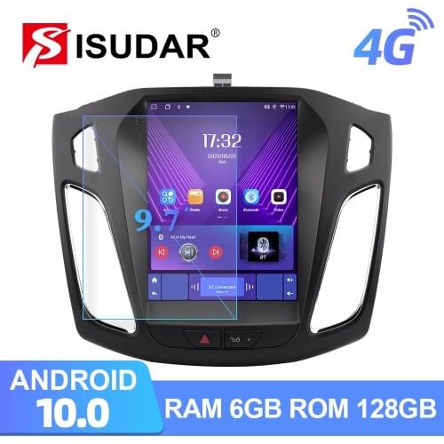 Isudar H53 Vertical 1 Din Android Auto Radio For Ford/Focus 2012- GPS Car Multimedia Video Player RAM 4G ROM 64G For Tesla Model