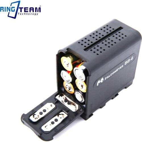 BB-6 Falcon Eyes 6 Pcs AA Battery Container Case Replace NP-F970 NP F970 NPF970 Fit LED VIDEO LIGHT Lamp Monitor Panel