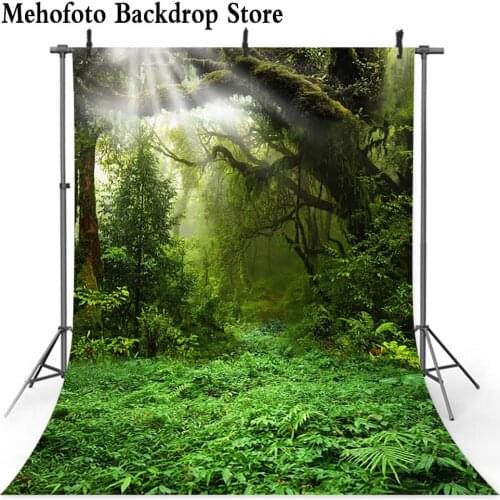 Mehofoto Jungle Safari Party Photography Backdrop Forest Tree Green Photo Background Theme Party Decoration Vinyl Seamless Cloth