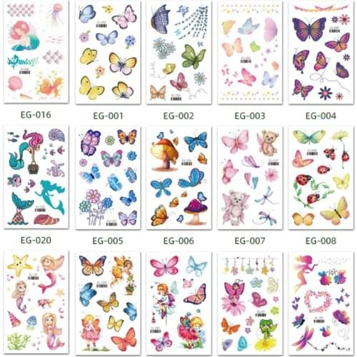 Glitter Unicorn Mermaid Tattoo Sticker Children Arm Face Tattoo Kids Body Art Temporary Tattoo Cartoon Festival Gift