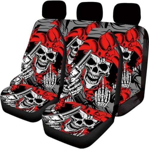 Aimaao Car Seat Covers Skull Pattern Auto Protector Cushion Halloween Decoration Universal Fits Sedan Truck SUV For VW Ford