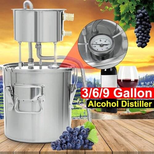 9 Gallon 35L Distiller Home Brew Moonshine Alcohol Copper Distillery Boiler Water Essential Oil Brewing Kit Full Stainless Steel