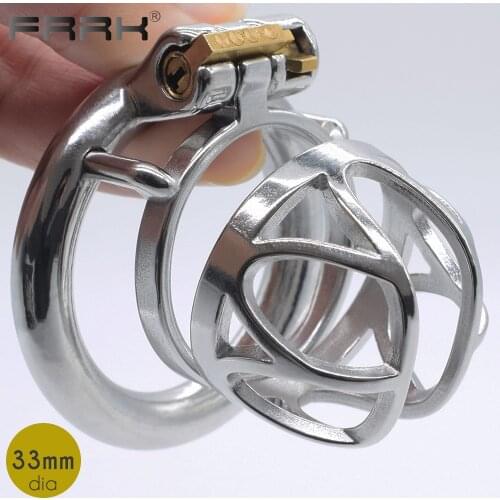 FRRK Cock Cage Small Penis Rings Metal Male Bondage Belt Devices BDSM Sissy Lock Adult Sex Toys Shop for Men Penis Dropshipping