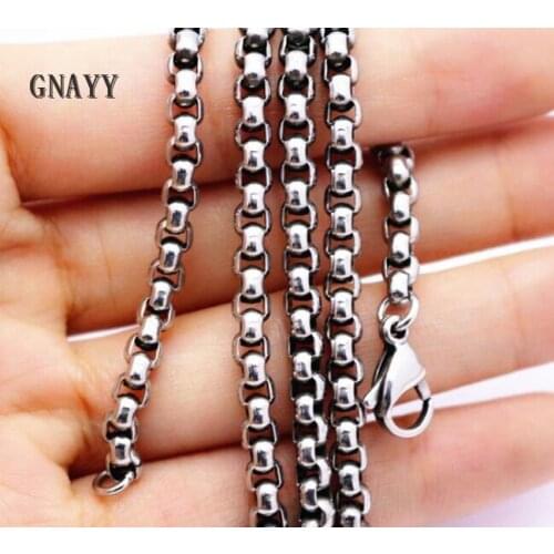 GNAYY jewelry Stainless steel Hot selling Box Rolo chain necklace 16''-32'' wide 3mm/4mm Unisexs