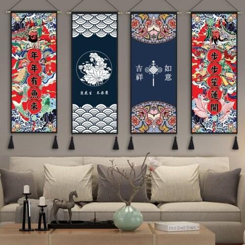Chinese Style Scroll Painting Art Home Decor Canvas Painting for Living Room Wall Picture Poster Print Hang Painting