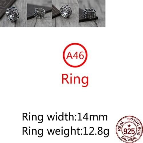 A46 925 sterling silver ring jewelry retro personality cross hollow shape punk fashion style couple shape gift for friends hot