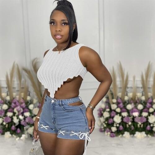 Ribbed Asymmetrical Hem Tank Top Women Summer Casual O Neck Fashion Solid Color Basic Vest Knit Sleeveless Orange Crop Top