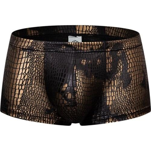 Men sexy underwear boxers men shorts underpants man boxer shorts gay underwear penis pouch mens panties Snakeskin pattern