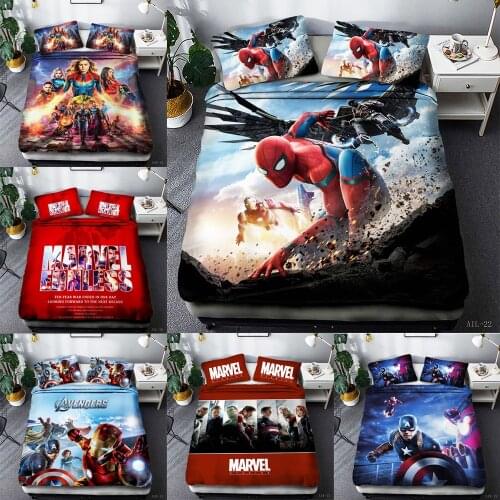3D Avengers Spiderman Iron Man Teen Boys Gifts Bedding Sets Quilt Duvet Cover Bedspread Children Kids Babies Bedroom Decor Home