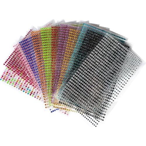 Nail Sticker 750 Pcs/set 3mm Diy Decal Mobile decoration Art Crystal Diamond Rhinestone Self Adhesive Scrapbooking flat Stickers