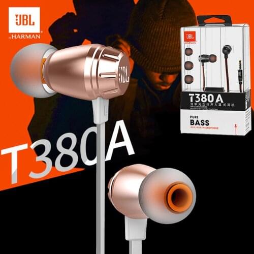 New JBL Original T380A In-Ear 3.5mm Wired Headphones Stereo Pure Bass Sound Earphones Gaming Headset Sports Headphones