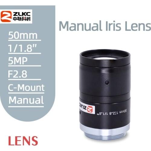 FA LENS C-Mount 50mm Aperture F2.8 1/1.8"Image Format Machine Vision lens Surveillance camera manual Iris CCTV Lens 5.0Megapixel