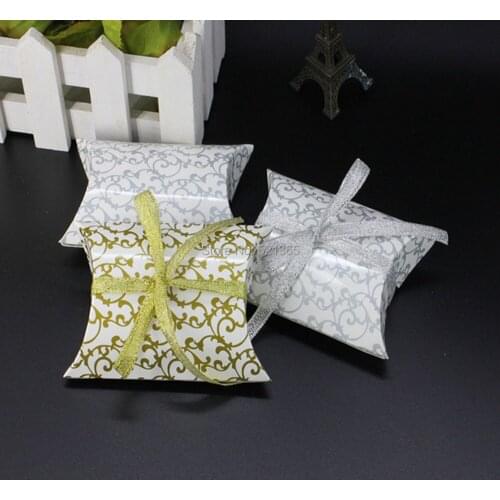 Wholesale 3000pcs/lot pillow shape printed wedding candy box party favor chocolate gift bag gift box birthday decorations