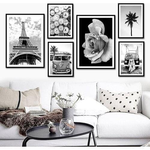 Paris Tower Landscape Rose Fashion Girl Wall Art Canvas Painting Nordic Posters And Prints Wall Pictures For Living Room Decor