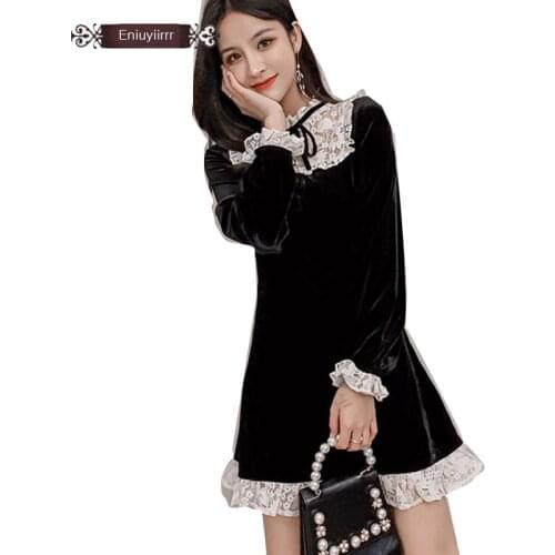 Autumn Winter Basic Mini Dresses Woman Fashion Christmas Gift Date Wear White L Flare Sleeve Cute Sweet Little Black Dress