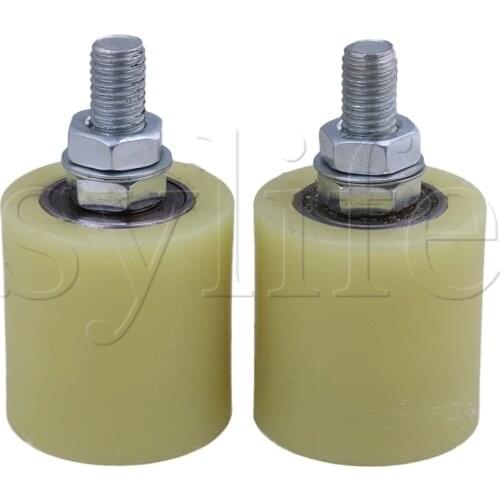 2PCS 50x50mm Yellow Silver PP Steel Flat Roller Bearing Guiding Wheel 6201 M12 Screw for Electric Door Sliding Gate