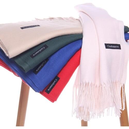 Hot Winter Scarf For Women Brand cashmere Female scarves fashion solid female hijab stoles Pashmina Tassels Women Wrap Shawl