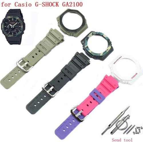 Watch accessories 16mm resin strap suitable for Casio G-SHOCK GA2100 case men and women sports transparent strap