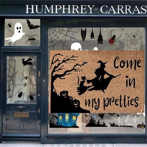 Removable Halloween Wall Stickers Horror Grim Reaper Witch Pumpkin Window Stickers For Halloween Party Home Bar Floor Wall Decal