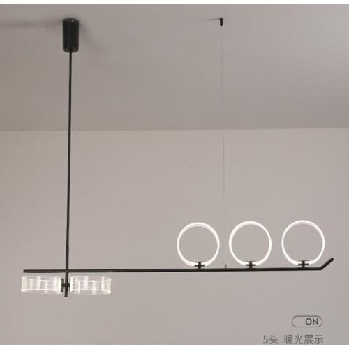 Modern strip lights creative LED Chandelier dining room Nordic living room hanging lamp bar restaurant fixture lighting