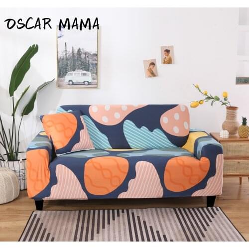 Modern Orange Colorful Nordic Geometry L Shape Section Large Sofa Protection Extensible Couch Case Armchairs Slipcovers Chaise