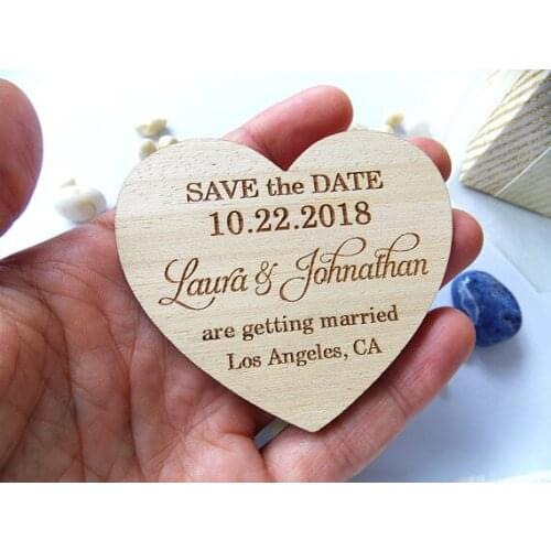 Wedding Magnets, Save the Date cards, Heart Save the date wooden cards, Save the date, fridge magnet