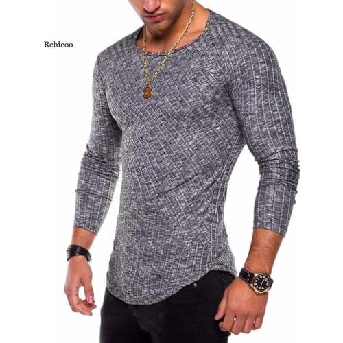 Plus Size Slim Fit Sweater Men Spring Autumn Thin O-Neck Knitted Pullover Men Casual Solid Mens Sweaters Homme
