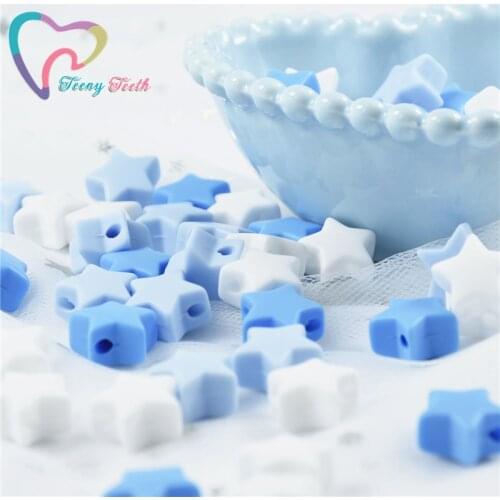Teeny Teeth 100PCS Silicone Teether Mini Star Teething Bead Diy Feeding Necklace Pacifier Chain Silicone Tiny Rod Teether Toy