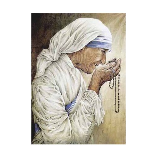 TOP ART # Roman Catholic Church as Saint Teresa of Calcutta Mother Teresa praying-100% HAND PAINTED ART OIL painting on canvas