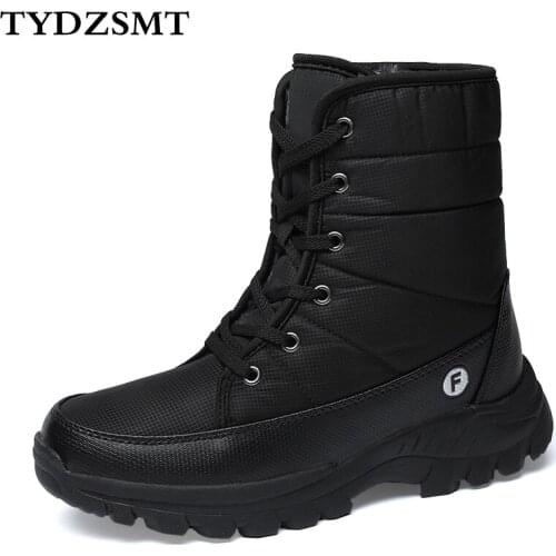 TYDZSMT Winter Work Boots Womens Shoes Comfort Waterproof Cotton Shoes Female Plus Warm Couple Snow Boots Outdoor Size 46 Black