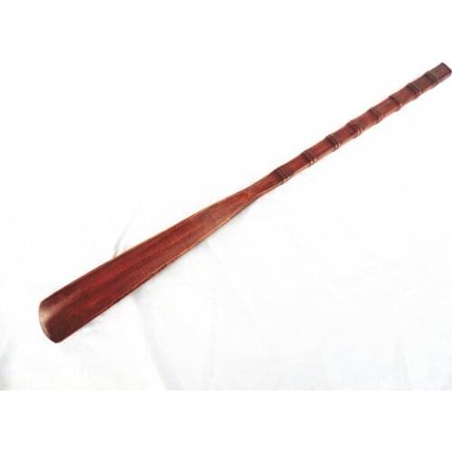 1PC Natural wooden bamboo shape ultra shoe horn poleaxe brief wool dark color home wood shoe horn 55cm wood craft OK 0642-3