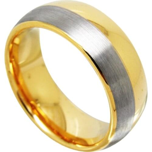2020 The Originals 8MM Width Tungsten Rings for Men Gold Color Rings Finger Knuckle Dome Band Brushed Finishing Size 5-14