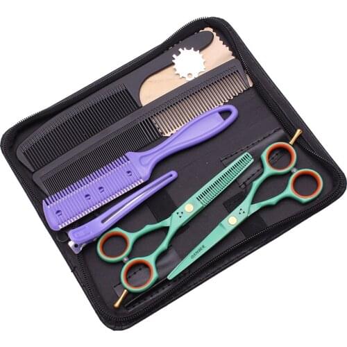 5.5 6.0 Professional Barber Scissors 440C Hairdressing Scissors Hair Thinning Shears Salon Hair Cutting Scissors Set 1104# K-A