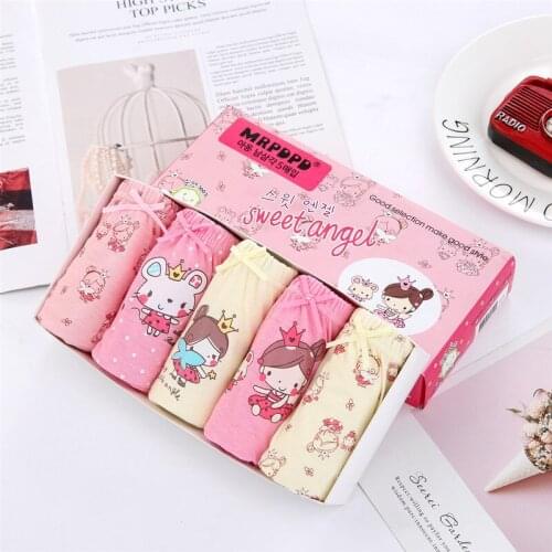 5 Pcs/Lot Baby Girls Panties Cute Cat Cartoon Briefs Stretch Breathable Panties For Girl Kids High Quality Cotton Soft Underwear
