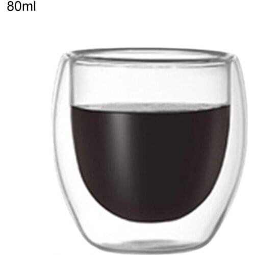 80% HOT SALE Coffee Cup 80/150/250/350/450ML Coffee Cup Double-Walled Heat-resistant Glass Milk Espresso Tea Cup for Office