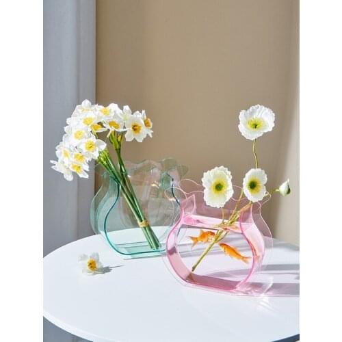 Nordic Acrylic Flower Vase Cute Art Geometric Transparent Living Room Flower Arrangement Desktop Decor Fish tank gift CL71402