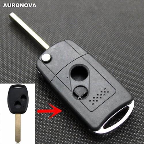 AURONOVA New Upgrade Folding Key Shell for HONDA Fit Accord Civic City Crv 2 Buttons Remote Car Key Case
