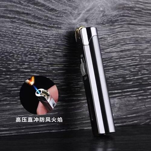 Outdoor Wind Belt Wheel Torch Strip Metal Lighters Jet Turbine Tube Light Cigar Cigarette Lighter Man Gift 1300 C Butane Gas
