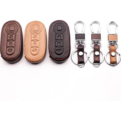 3 Button Genuine Leather Car Key Case Cover For 500 FIAT Panda Bravo Punto Auto Key car keys accessories Car Style protect shell