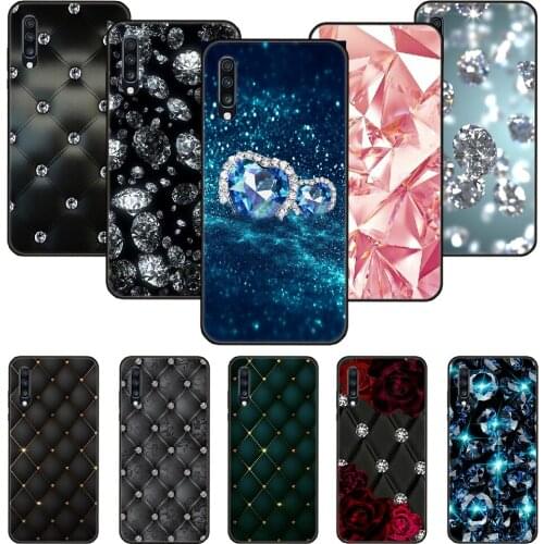 Phone Case For Samsung Galaxy A 50 51 71 70 7 5 10 20 30 40 41 21 S E Black Cover Bumper Soft Funda Tpu Luxury Diamond Pattern