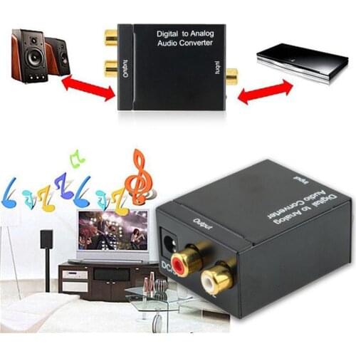 Digital Optical Toslink SPDIF Coax To Analog RCA Audio Converter Adapter Black