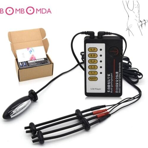 Electric Shock Pulse Anal Vibrator With Penis Cock Ring Prostate Massage Anal Stimulator Butt Plug Adult Sex Toys For Men Women