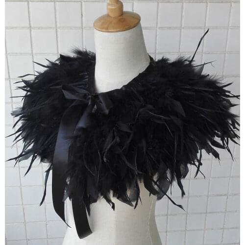 Amazing torn goose feather and turkey feather capelet # FC16009