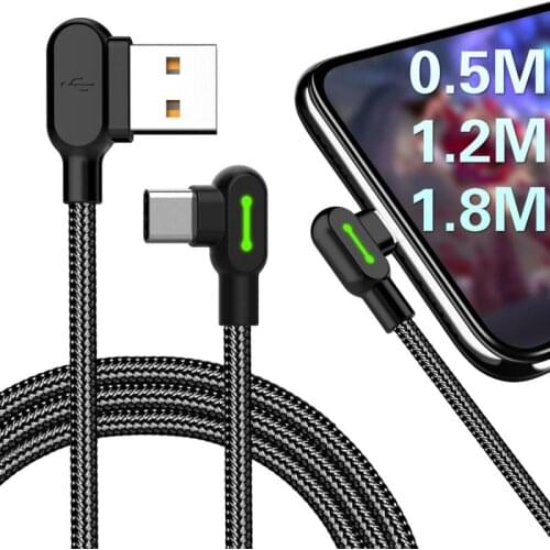 0.5M 1.2M 1.8M Elbow 90 Degree USB C Type C Quick Charging Cable Super Charge Line Cord Phone Accessories For Xiaomi Oppo