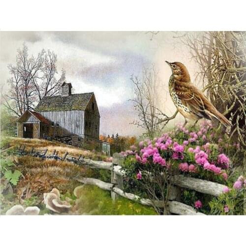 Cottage Diamond Embroidery Painting Sparrow Bird Mosaic Rhinestone Sticker Wall Decor New Arrival Puzzle Picture Diamond Dots