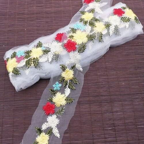 1 Yards Mesh Lace Flower Fabric Girls Dress Clothing Dolls Trim for Sewing Ribbon DIY Appliques Guipure Lace Accessories