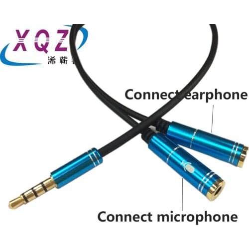 Metal Audio Cable 3.5mm to earphone+microphone 3.5mm Y cable AUX Headphones One Minute Two 3.5mm High-end Audio Cable