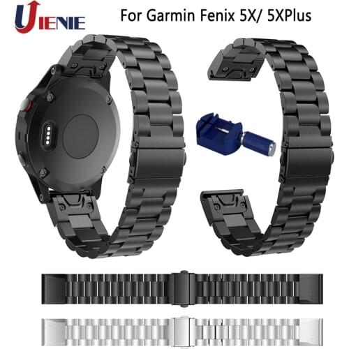 26mm Quick Fit Fenix 5X 6X Metal Stainless Steel Watch Band Straps for Garmin Fenix 5X/5XPlus/6X/Fenix 3/3HR/3Sapphire/D2 Bravo