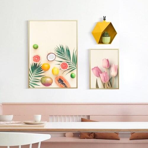 Minimalist Palm Leaf Rose Flower Poster Fruit Nordic Wall Art Picture Prints Canvas Painting Restaurant Living Room Home Decor