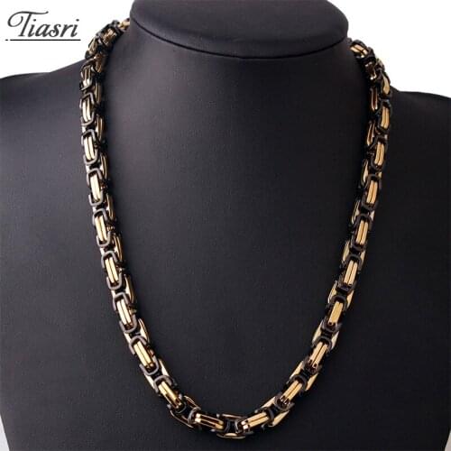 Tiasri 8mm Byzantine Chain Mens Necklace Bracelet Holiday Friend Gift Punk Hip-Hop Boys Accessories Stainless Steel Jewelry